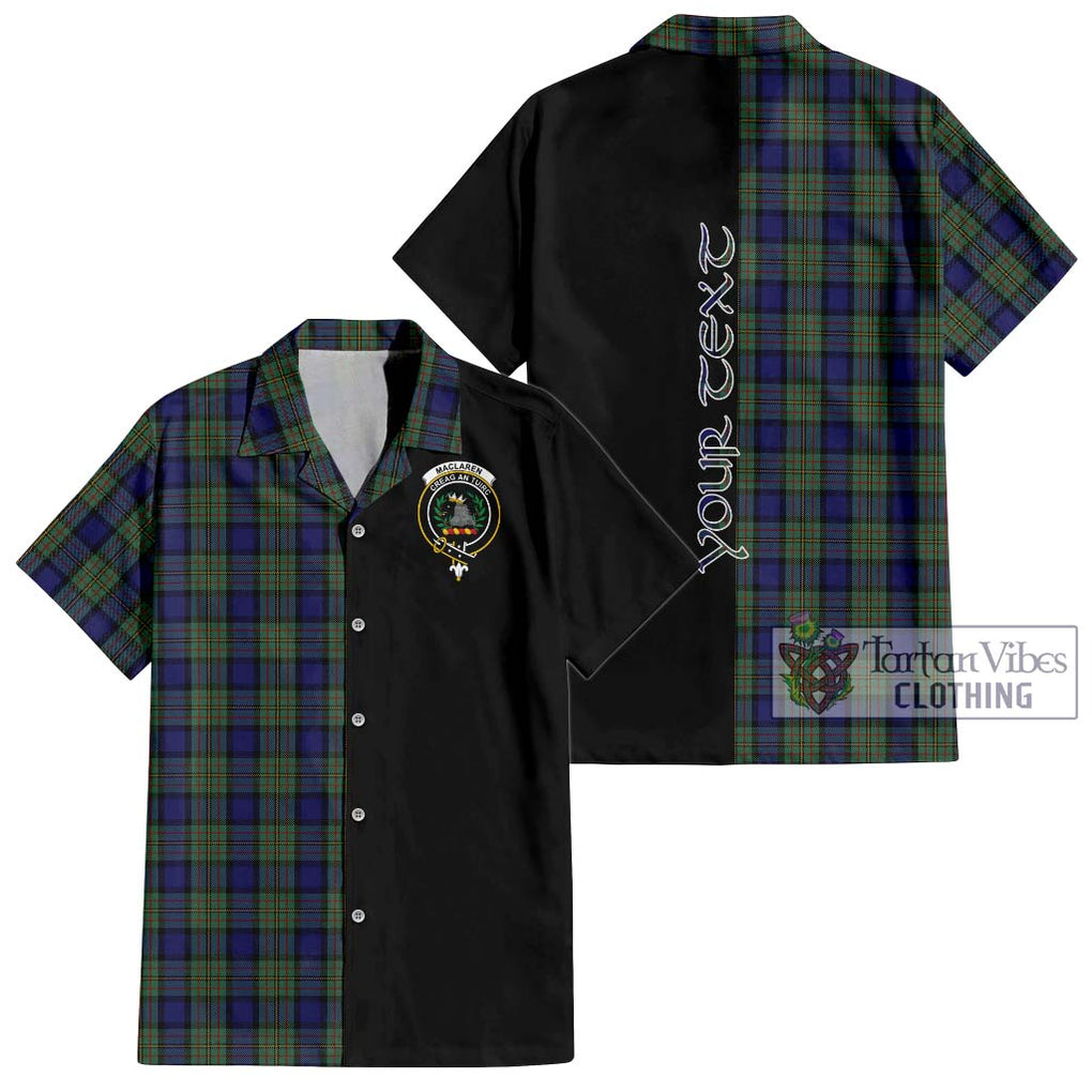 MacLaren (McLaren) Tartan Short Sleeve Button Shirt with Family Crest and Half Of Me Style Kid - Tartanvibesclothing Shop