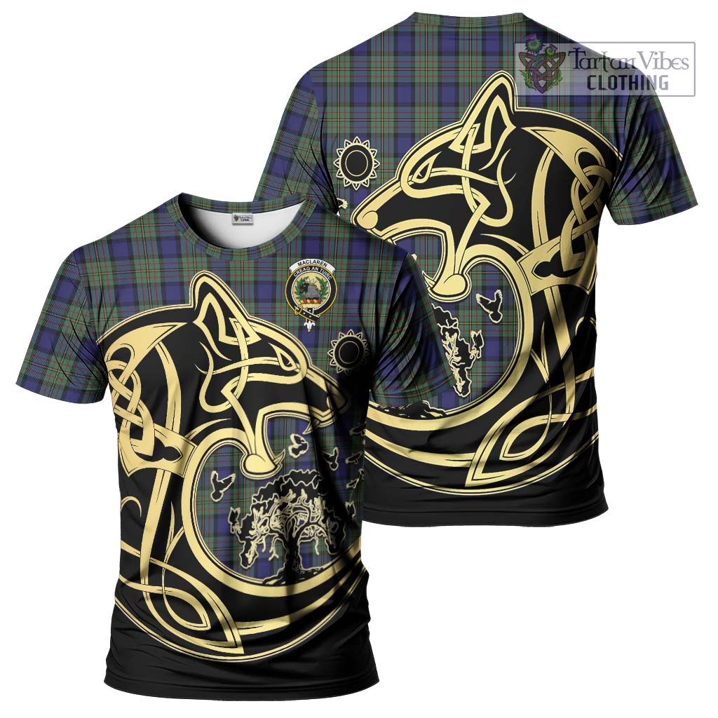 MacLaren (McLaren) Tartan T-Shirt with Family Crest Celtic Wolf Style Kid's Shirt - Tartan Vibes Clothing