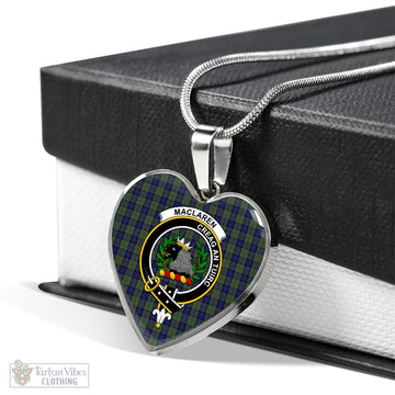 MacLaren (McLaren) Tartan Heart Necklace with Family Crest