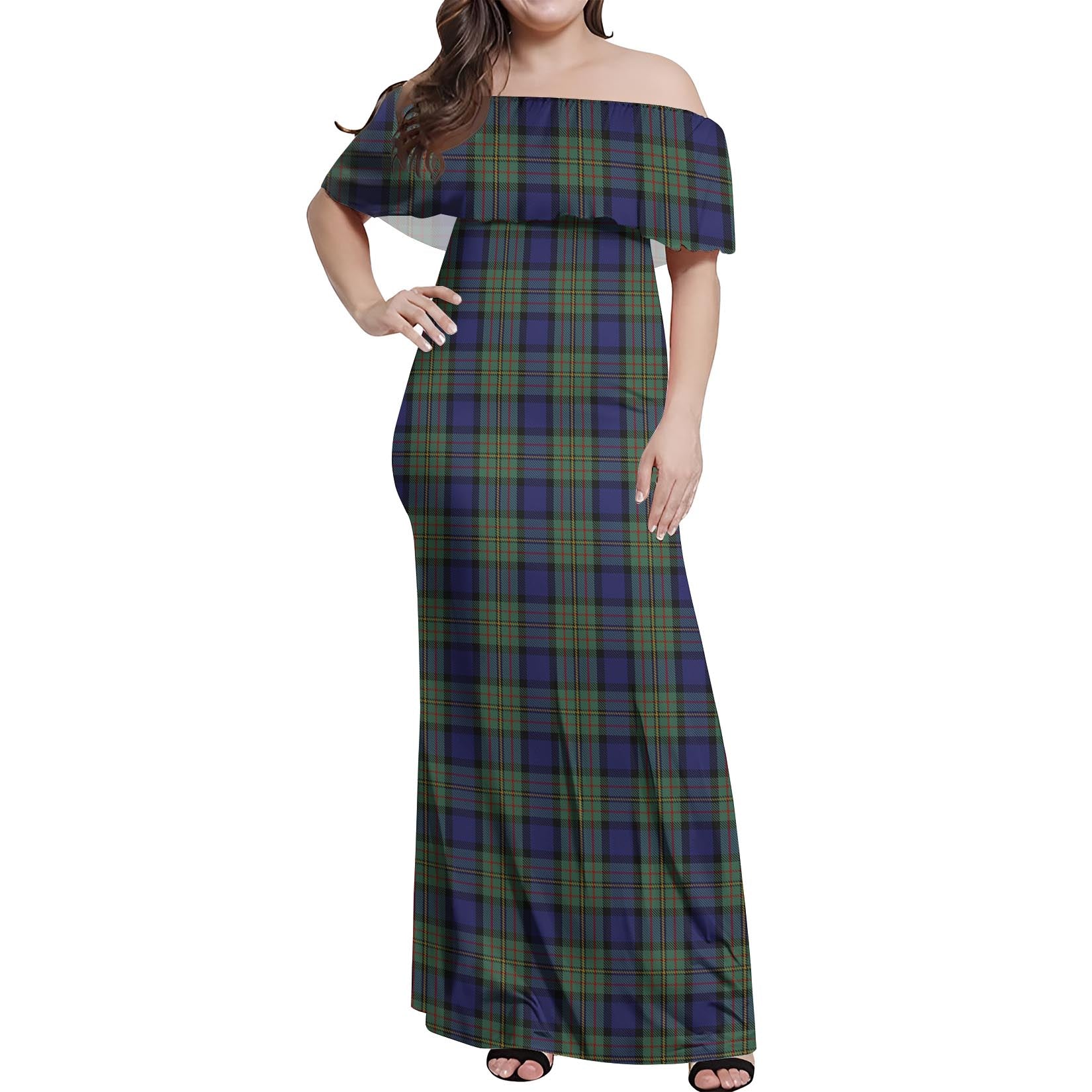 MacLaren Tartan Off Shoulder Long Dress Women's Dress - Tartanvibesclothing