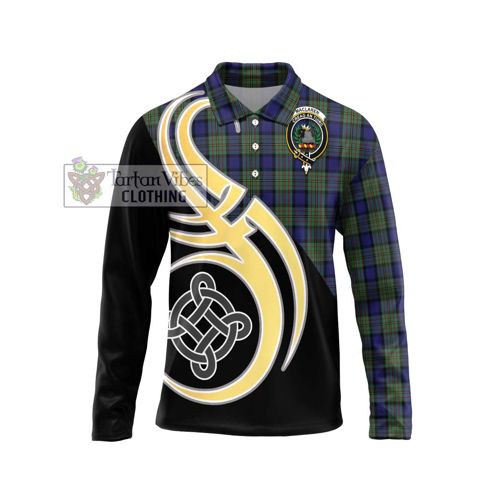 MacLaren (McLaren) Tartan Long Sleeve Polo Shirt with Family Crest and Celtic Symbol Style Unisex - Tartan Vibes Clothing