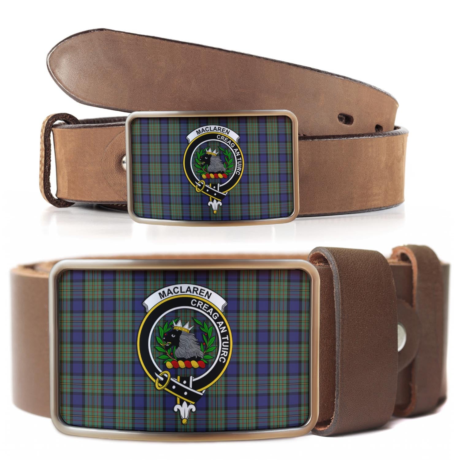 MacLaren (McLaren) Tartan Belt Buckles with Family Crest - Tartan Vibes Clothing