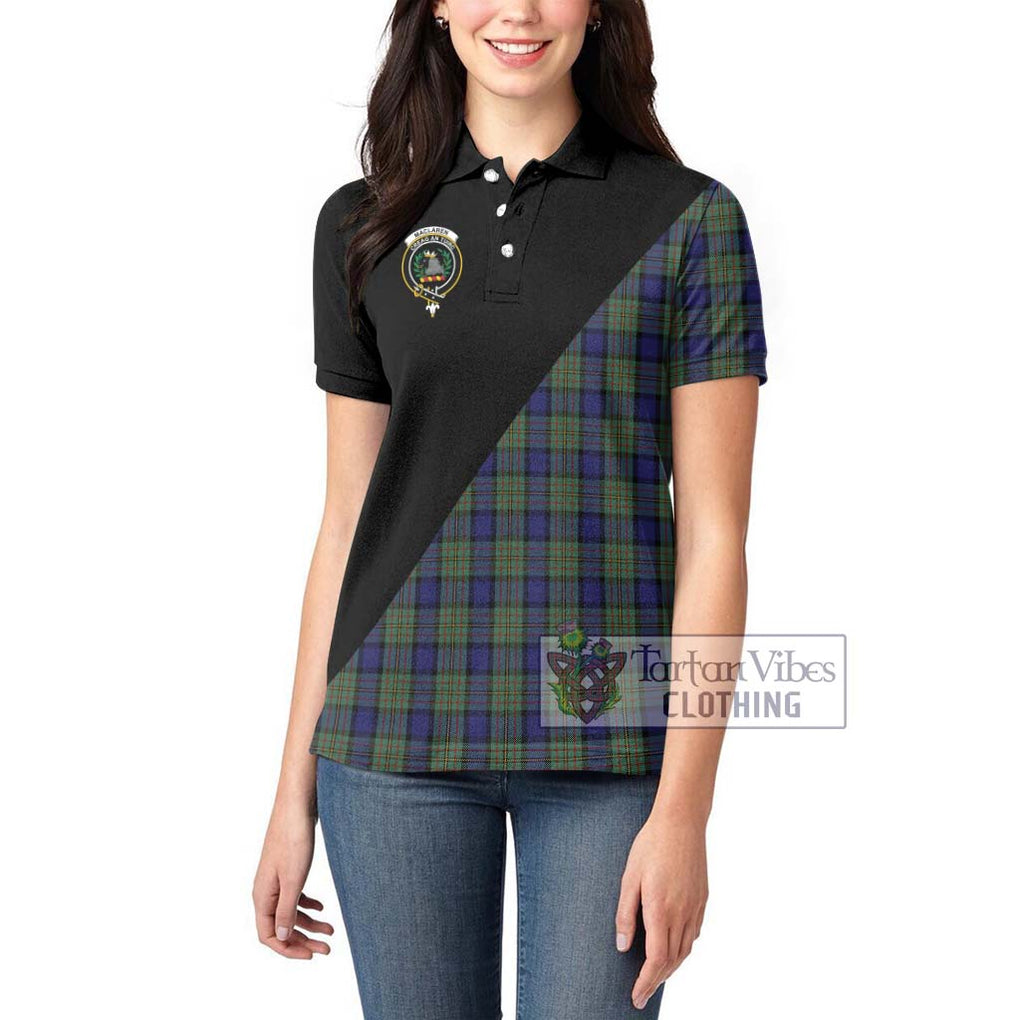 MacLaren (McLaren) Tartan Women's Polo Shirt with Family Crest and Military Logo Style - Tartanvibesclothing Shop