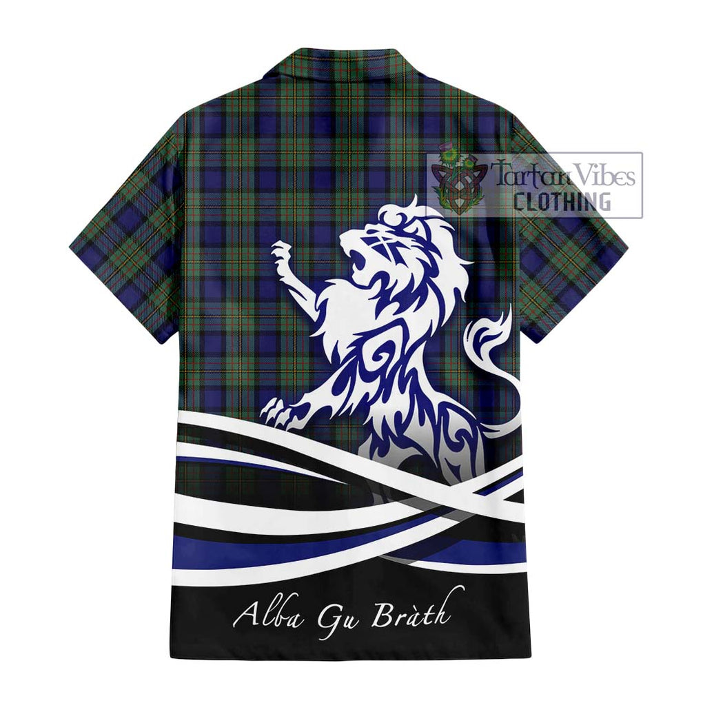 MacLaren (McLaren) Tartan Short Sleeve Button Shirt with Alba Gu Brath Regal Lion Emblem - Tartanvibesclothing Shop