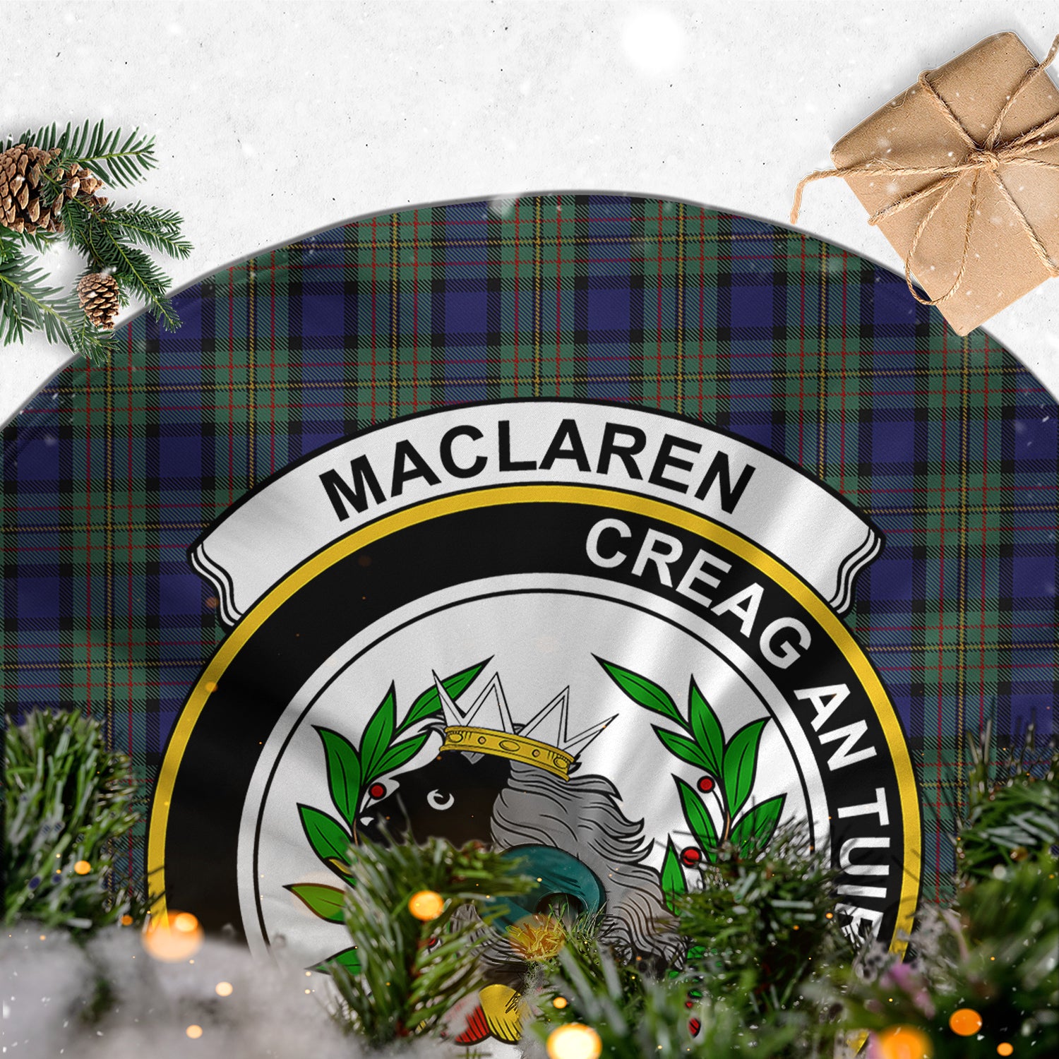 MacLaren Tartan Christmas Tree Skirt with Family Crest - Tartanvibesclothing