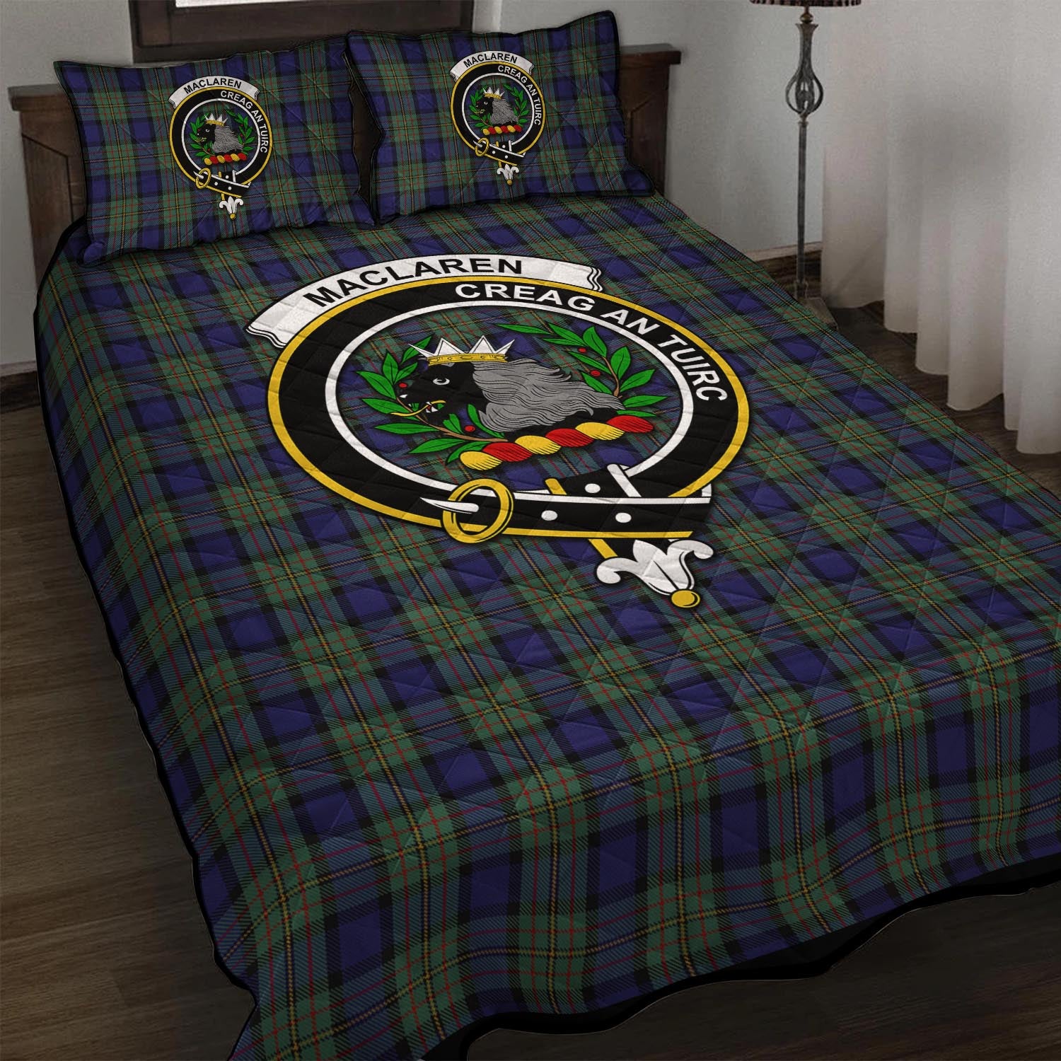 MacLaren (McLaren) Tartan Quilt Bed Set with Family Crest - Tartan Vibes Clothing