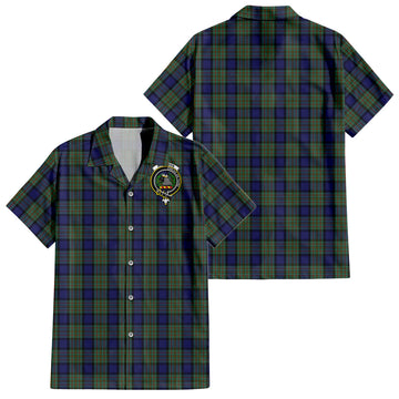 MacLaren (McLaren) Tartan Short Sleeve Button Down Shirt with Family Crest