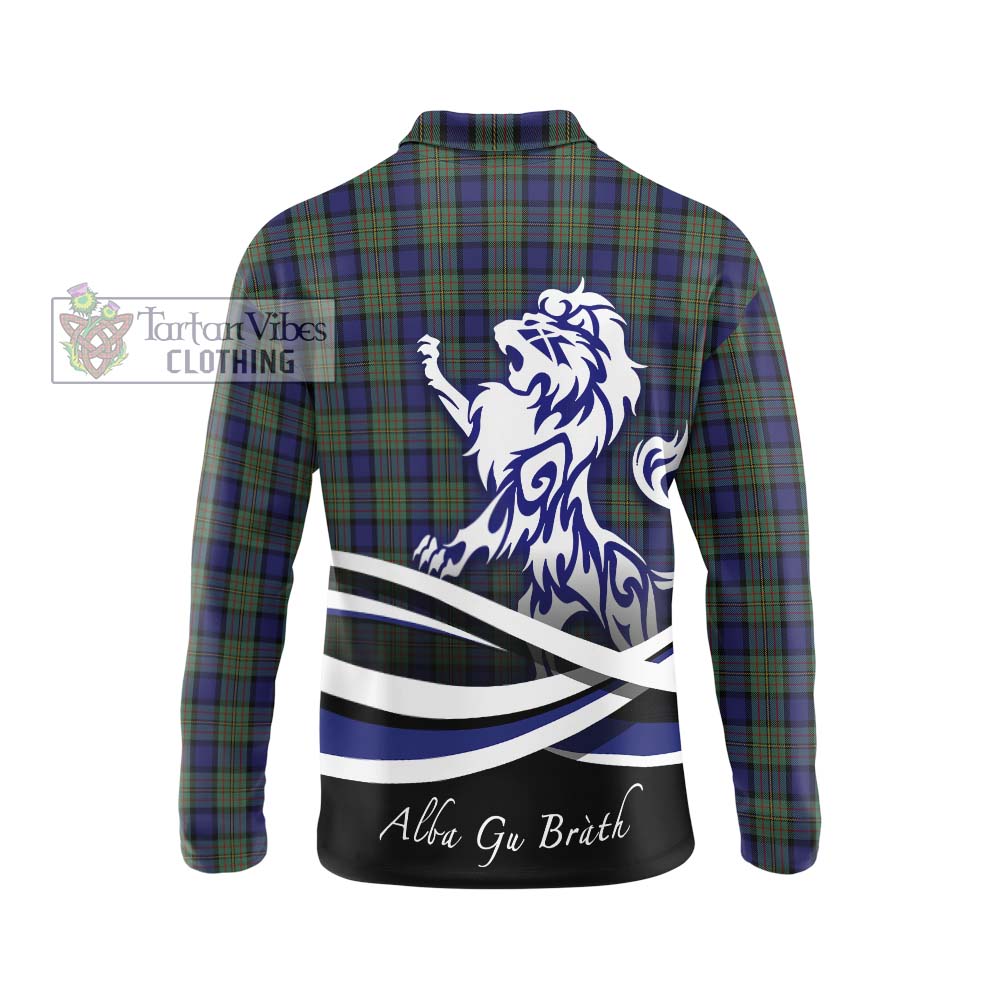 MacLaren (McLaren) Tartan Long Sleeve Polo Shirt with Alba Gu Brath Regal Lion Emblem - Tartanvibesclothing Shop