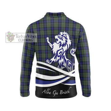 MacLaren (McLaren) Tartan Long Sleeve Polo Shirt with Alba Gu Brath Regal Lion Emblem