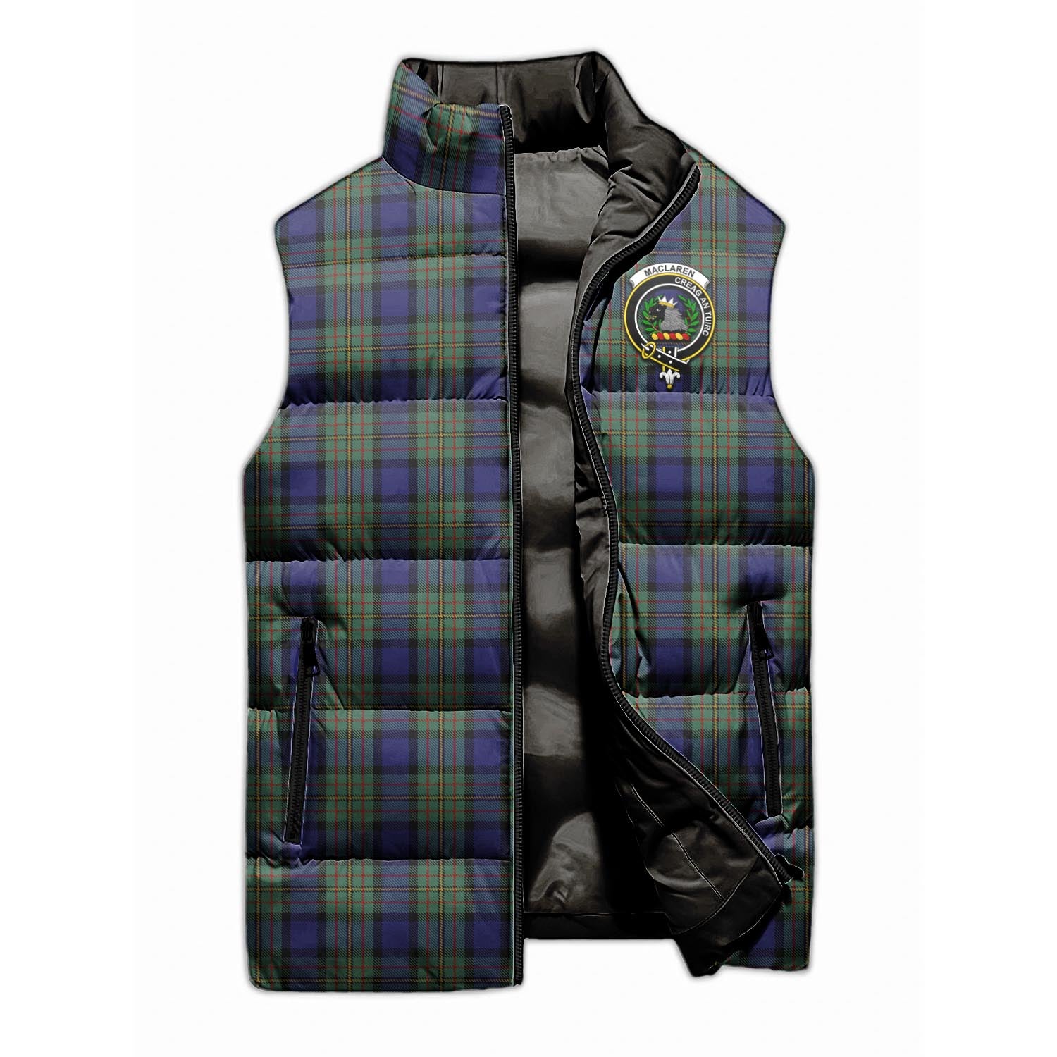 MacLaren Tartan Sleeveless Puffer Jacket with Family Crest - Tartanvibesclothing