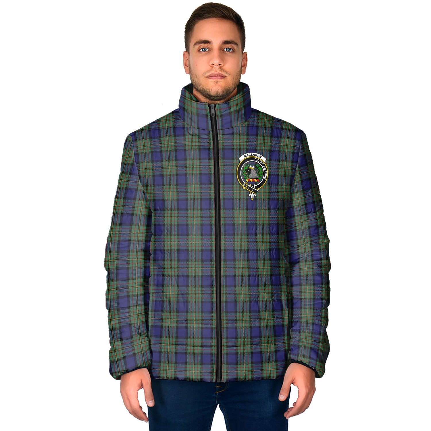 MacLaren (McLaren) Tartan Padded Jacket with Family Crest - Tartan Vibes Clothing