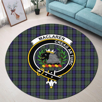 MacLaren (McLaren) Tartan Round Rug with Family Crest