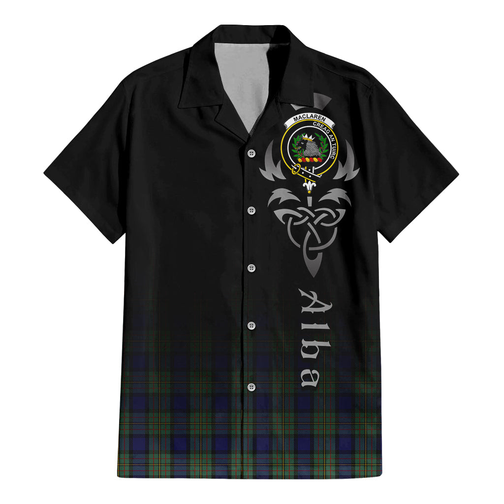 Tartan Vibes Clothing MacLaren Tartan Short Sleeve Button Up Featuring Alba Gu Brath Family Crest Celtic Inspired