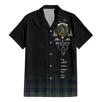 MacLaren (McLaren) Tartan Short Sleeve Button Up Shirt Featuring Alba Gu Brath Family Crest Celtic Inspired