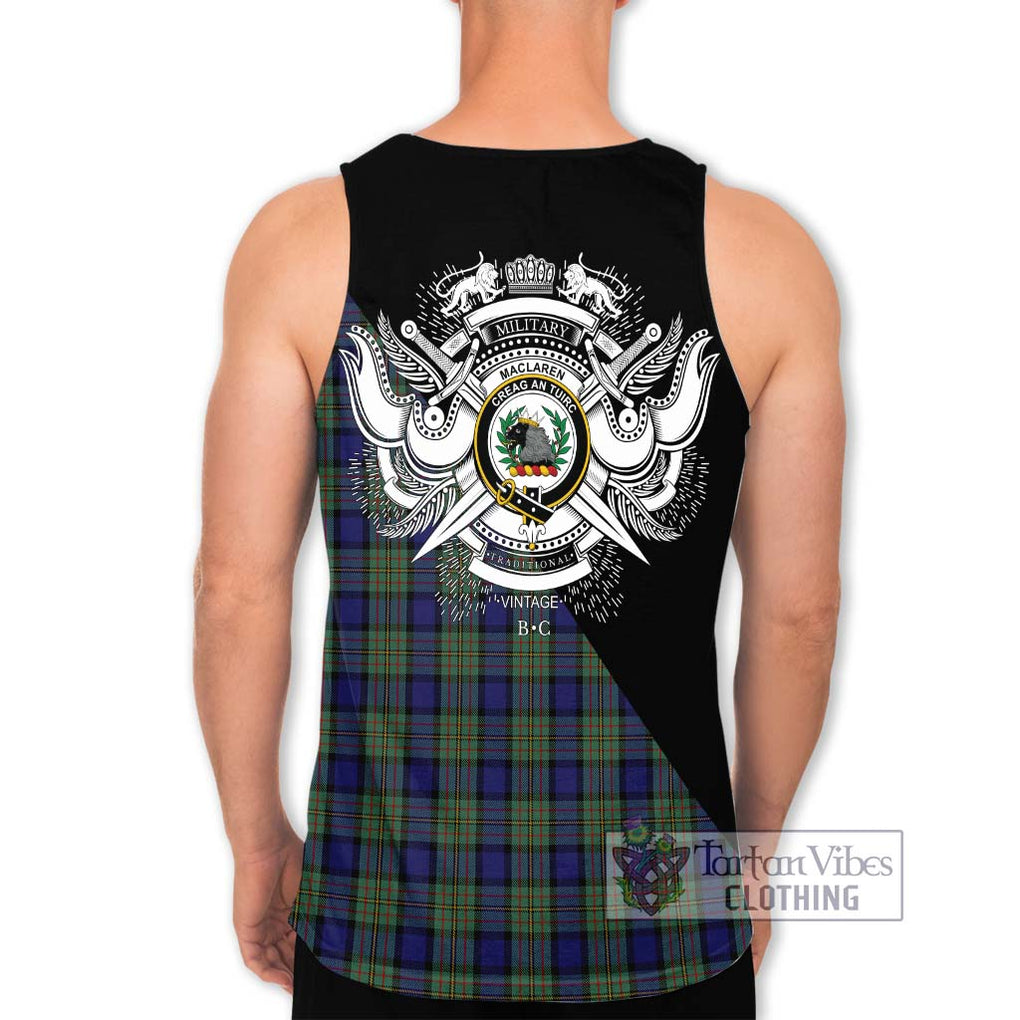 MacLaren (McLaren) Tartan Men's Tank Top with Family Crest and Military Logo Style - Tartanvibesclothing Shop