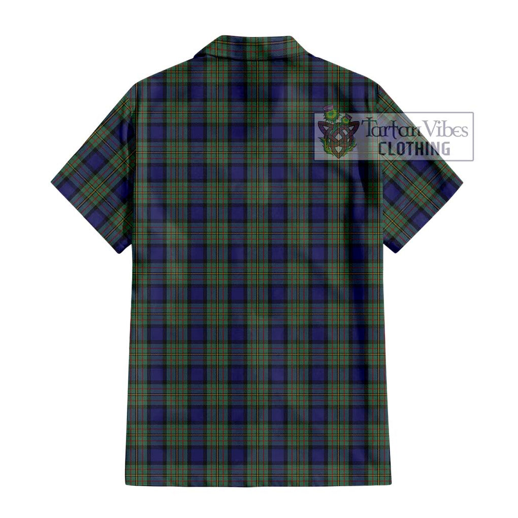 MacLaren (McLaren) Tartan Short Sleeve Button Shirt with Family Crest DNA In Me Style - Tartanvibesclothing Shop