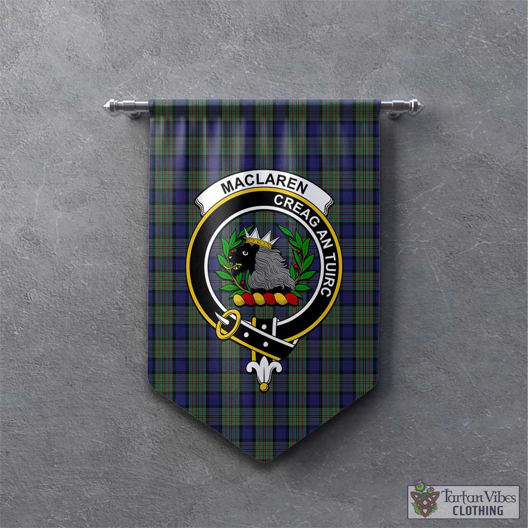 MacLaren Tartan Gonfalon, Tartan Banner with Family Crest