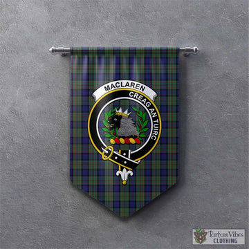 MacLaren (McLaren) Tartan Gonfalon, Tartan Banner with Family Crest