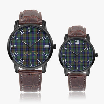 MacLaren (McLaren) Tartan Personalized Your Text Leather Trap Quartz Watch