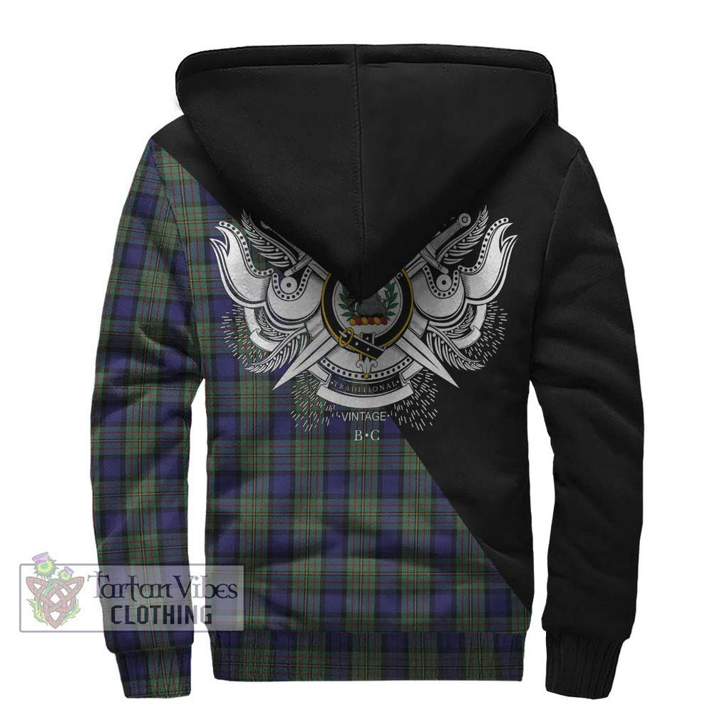 MacLaren (McLaren) Tartan Sherpa Hoodie with Family Crest and Military Logo Style - Tartanvibesclothing Shop