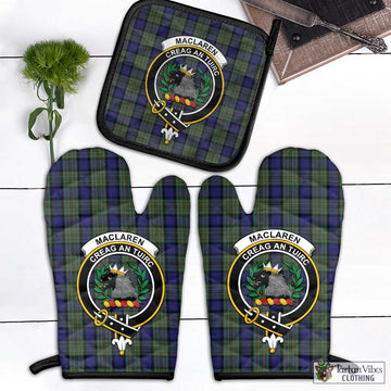 MacLaren (McLaren) Tartan Combo Oven Mitt & Pot-Holder with Family Crest