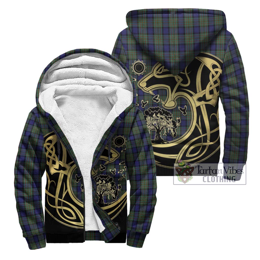 MacLaren (McLaren) Tartan Sherpa Hoodie with Family Crest Celtic Wolf Style Unisex - Tartan Vibes Clothing