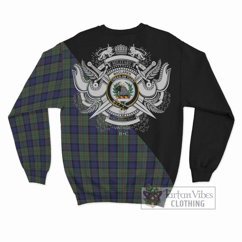 MacLaren (McLaren) Tartan Sweatshirt with Family Crest and Military Logo Style - Tartanvibesclothing Shop