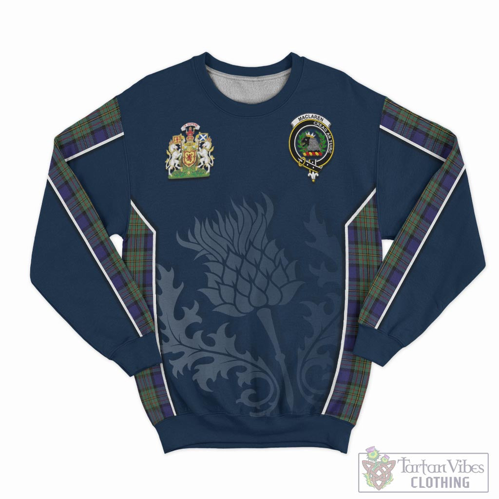 Tartan Vibes Clothing MacLaren Tartan Sweatshirt with Family Crest and Scottish Thistle Vibes Sport Style