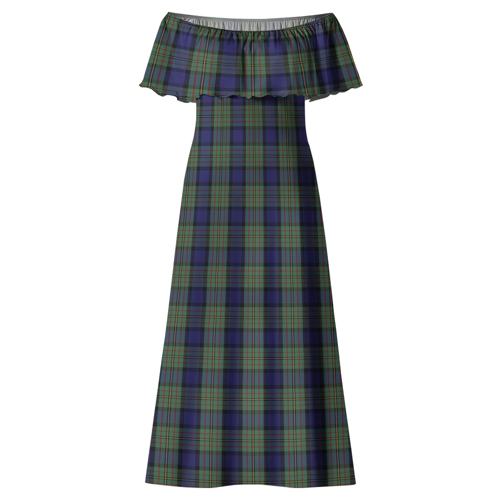 MacLaren Tartan Off Shoulder Long Dress - Tartanvibesclothing