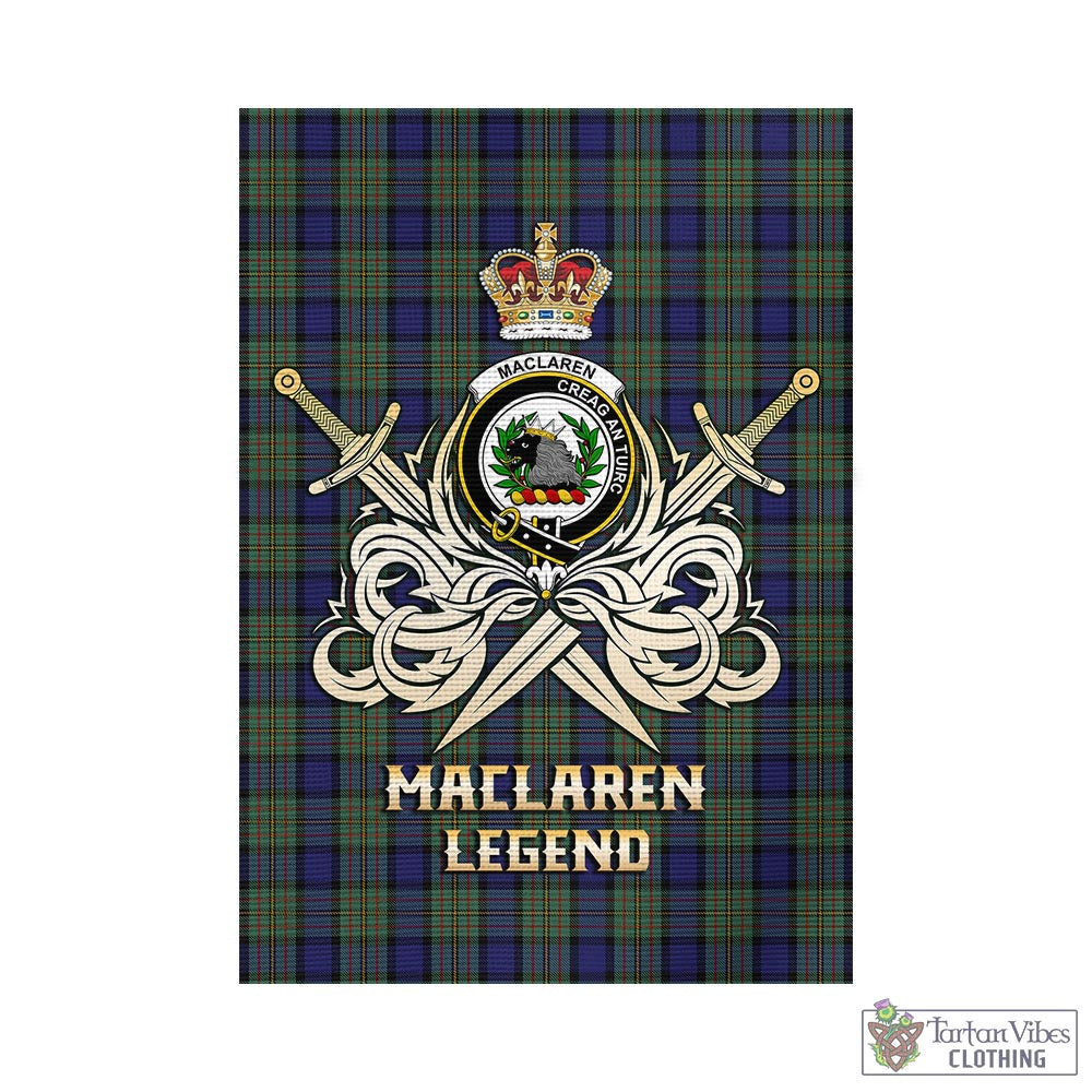 Tartan Vibes Clothing MacLaren Tartan Flag with Clan Crest and the Golden Sword of Courageous Legacy