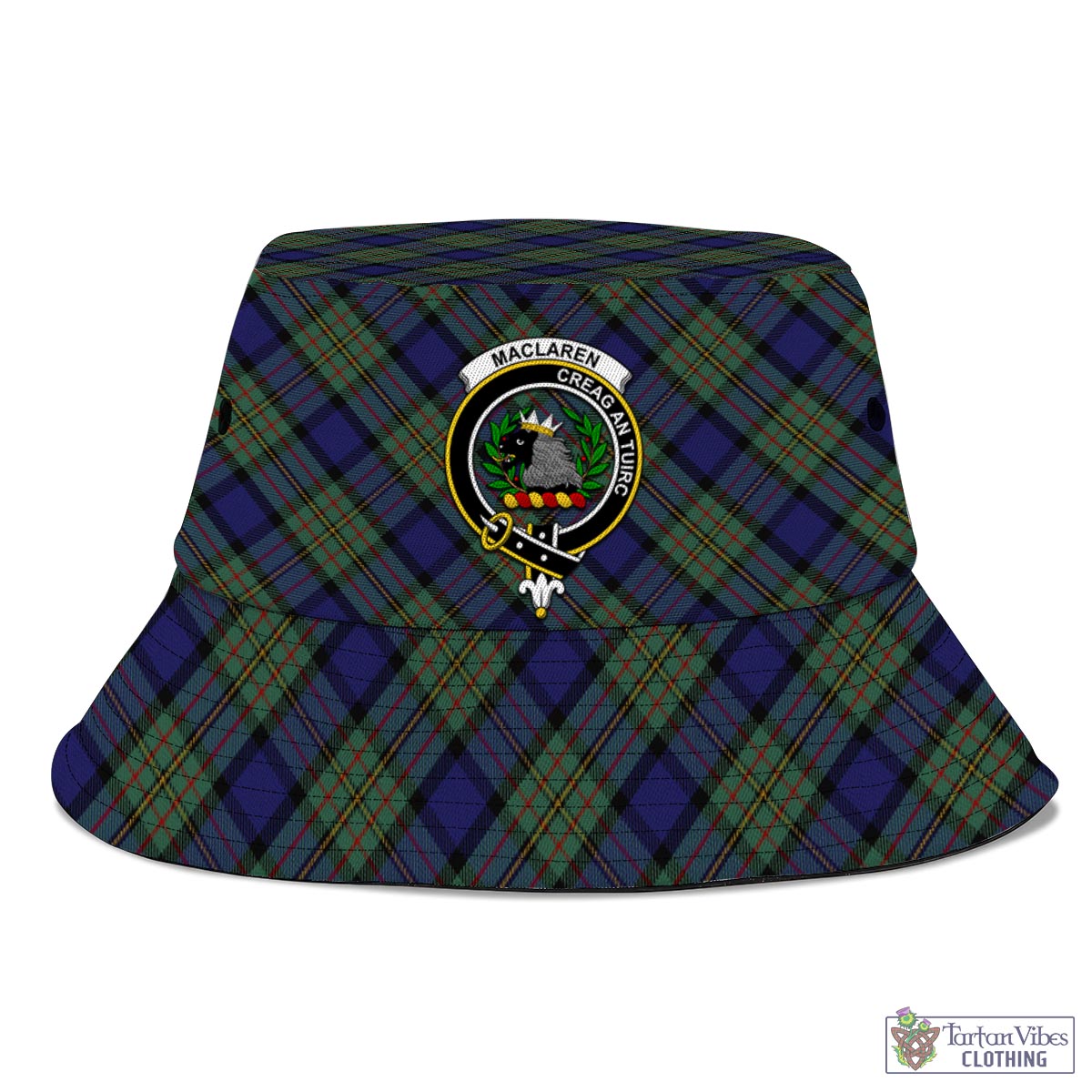 Tartan Vibes Clothing MacLaren Tartan Bucket Hat with Family Crest