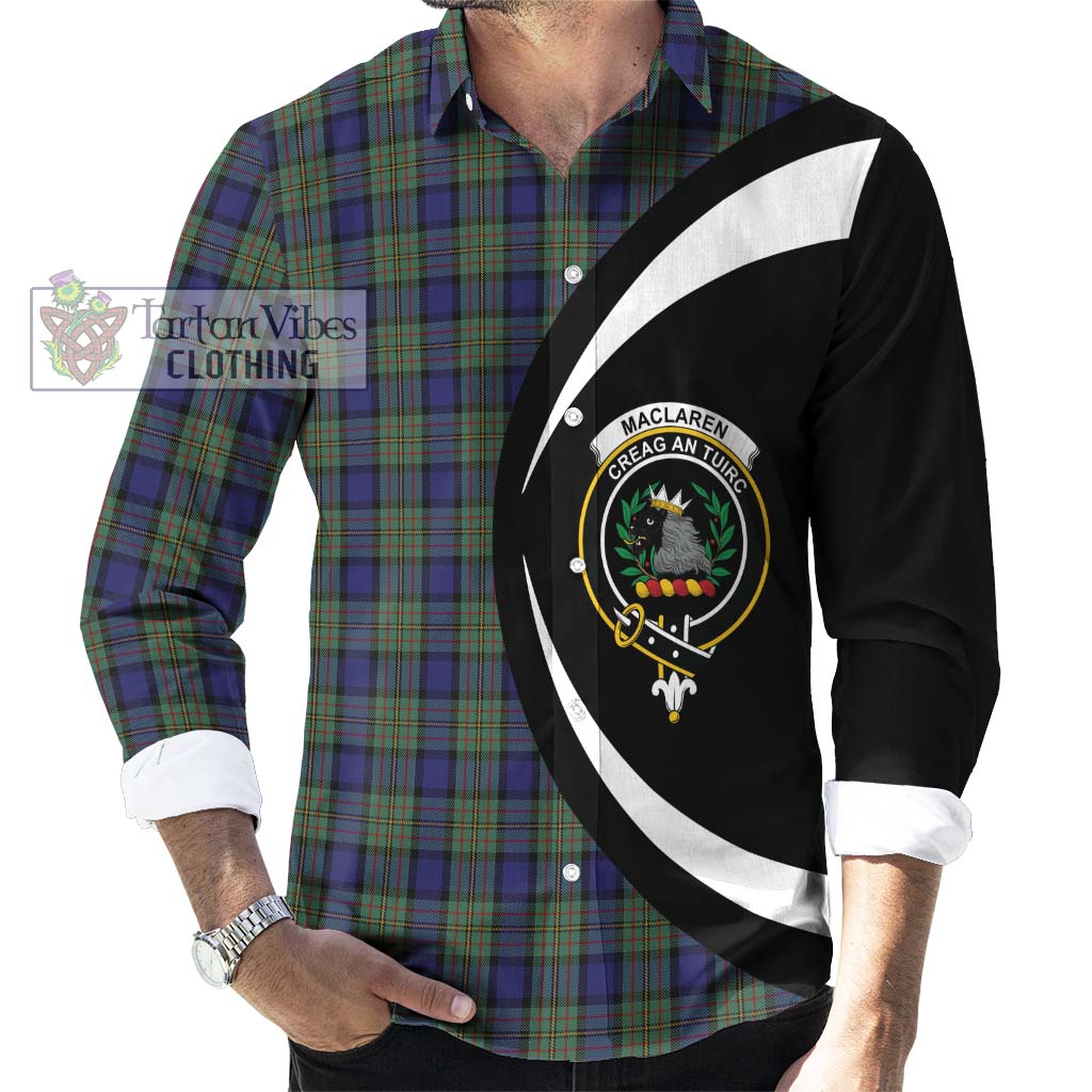 MacLaren (McLaren) Tartan Long Sleeve Button Up with Family Crest Circle Style - Tartan Vibes Clothing