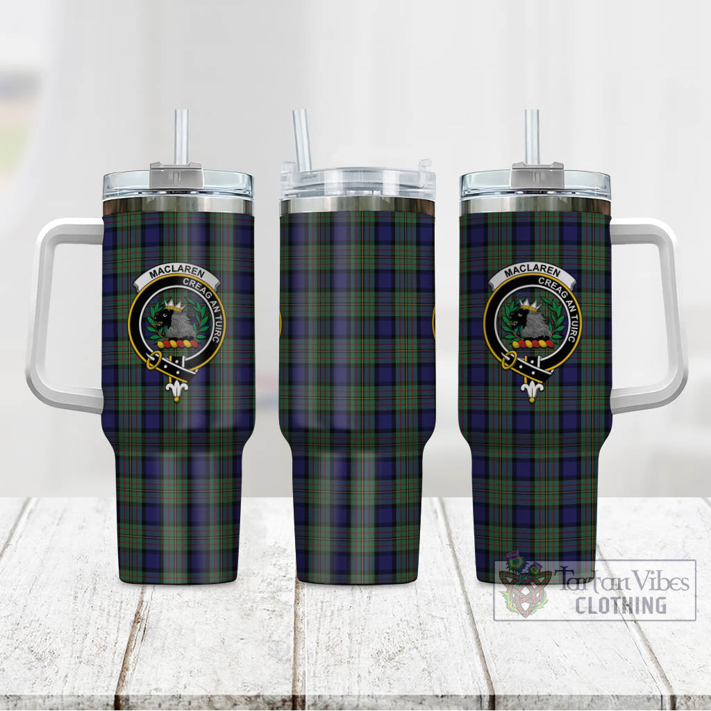 Tartan Vibes Clothing MacLaren Tartan and Family Crest Tumbler with Handle