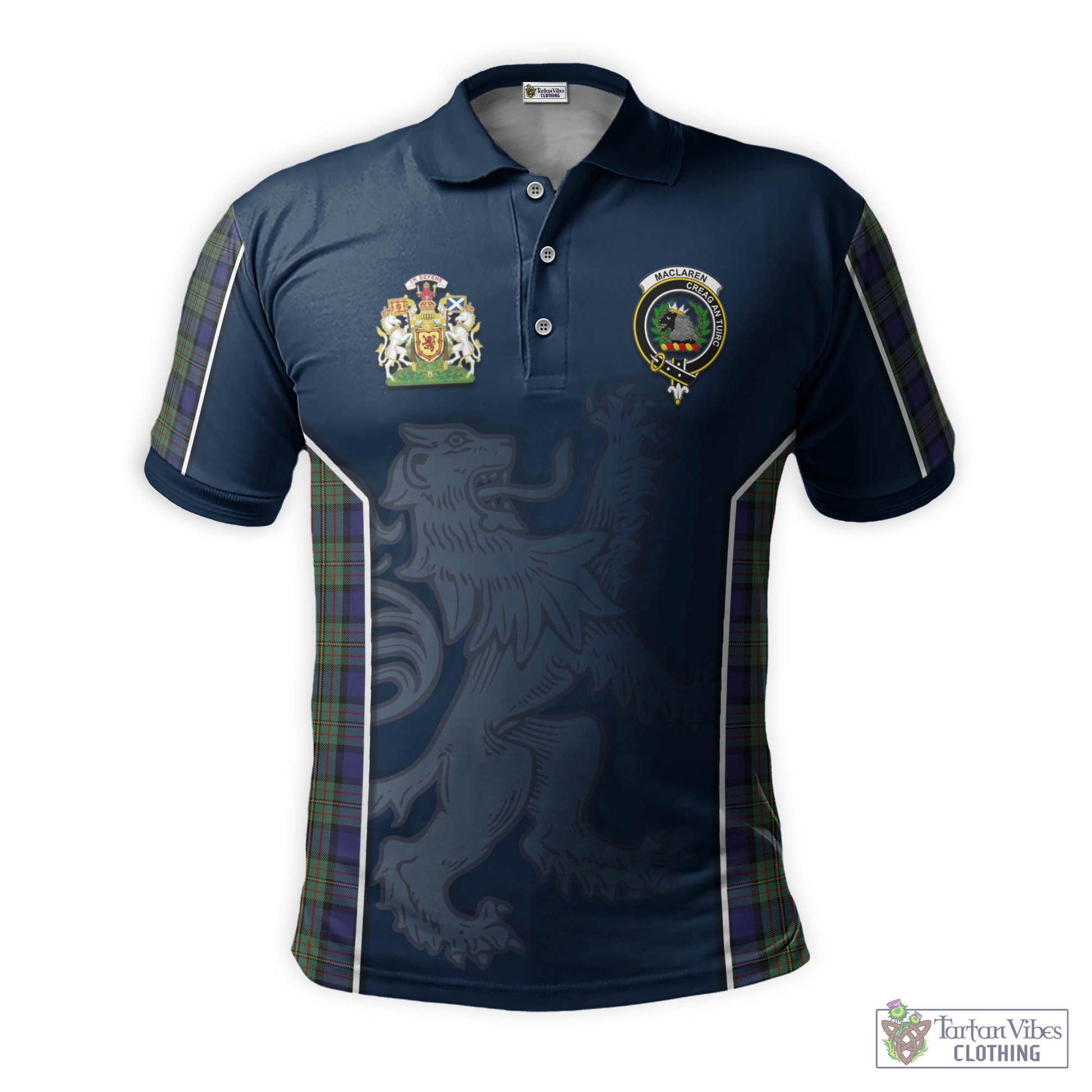 Tartan Vibes Clothing MacLaren Tartan Men's Polo Shirt with Family Crest and Lion Rampant Vibes Sport Style