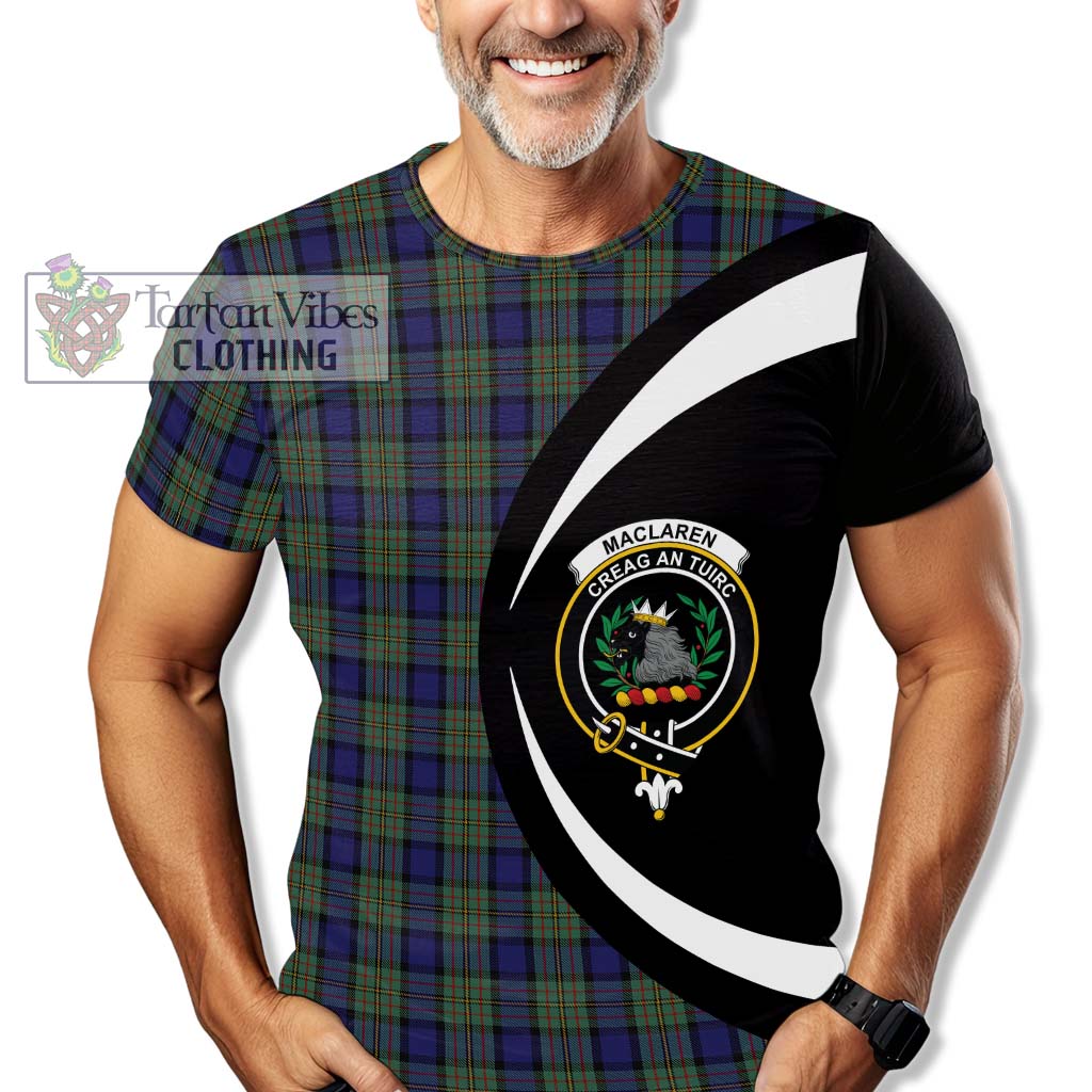 Tartan Vibes Clothing MacLaren Tartan T-Shirt with Family Crest Circle Style