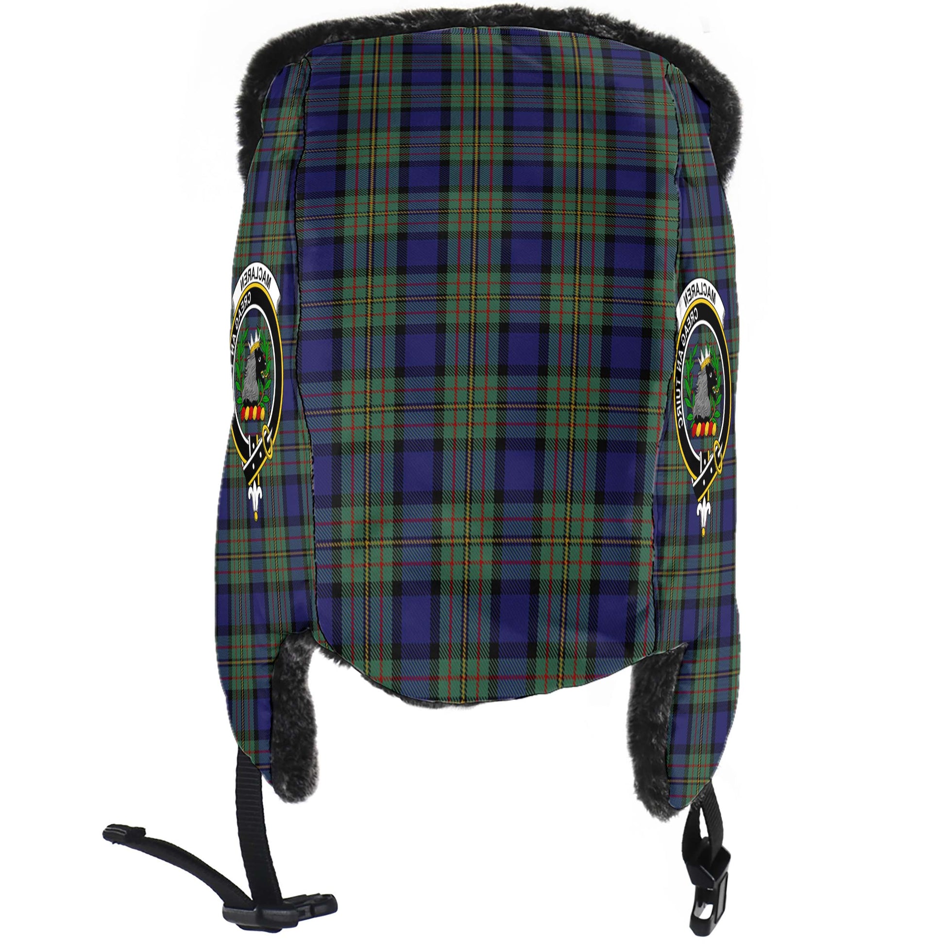 MacLaren Tartan Winter Trapper Hat with Family Crest - Tartanvibesclothing