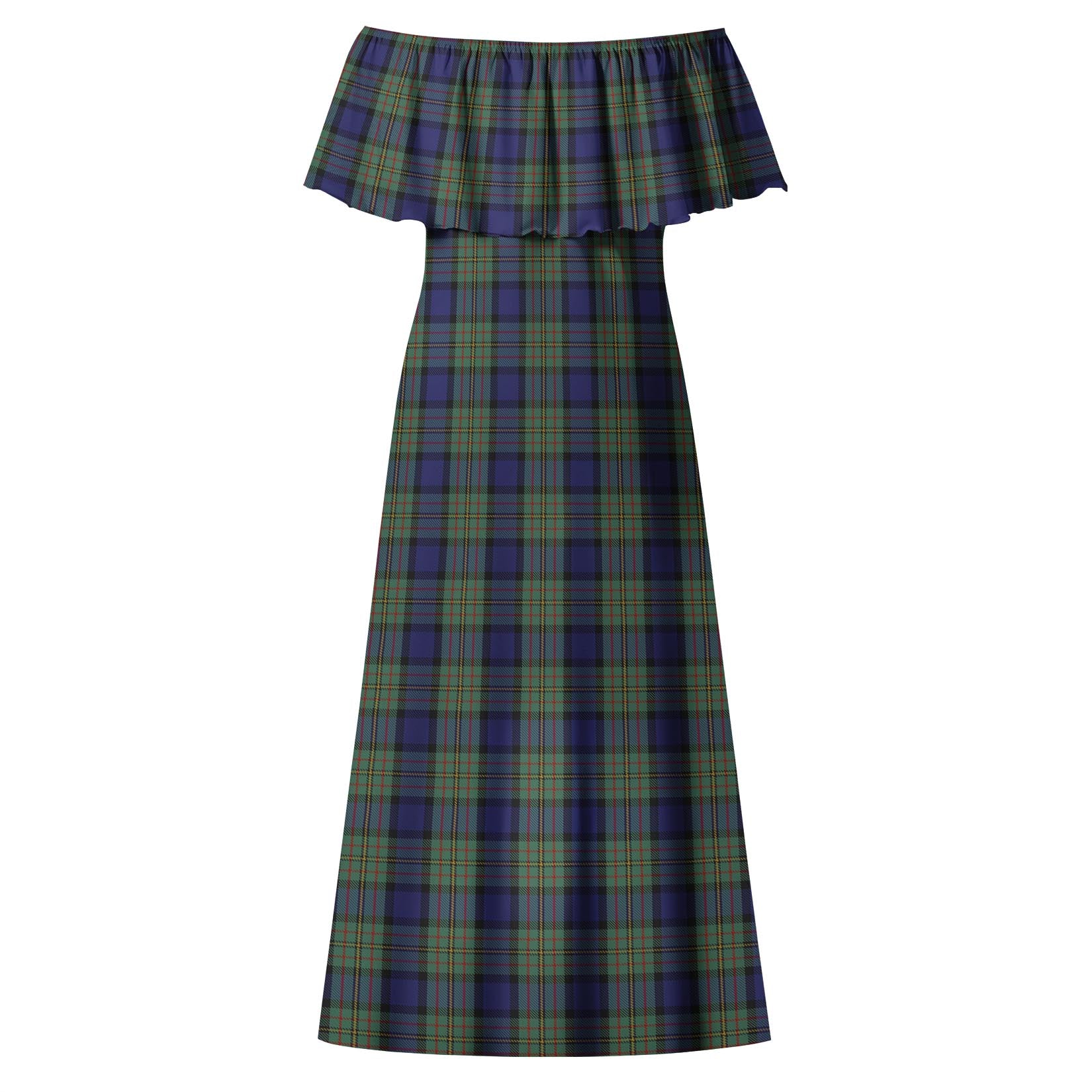 MacLaren Tartan Off Shoulder Long Dress - Tartanvibesclothing