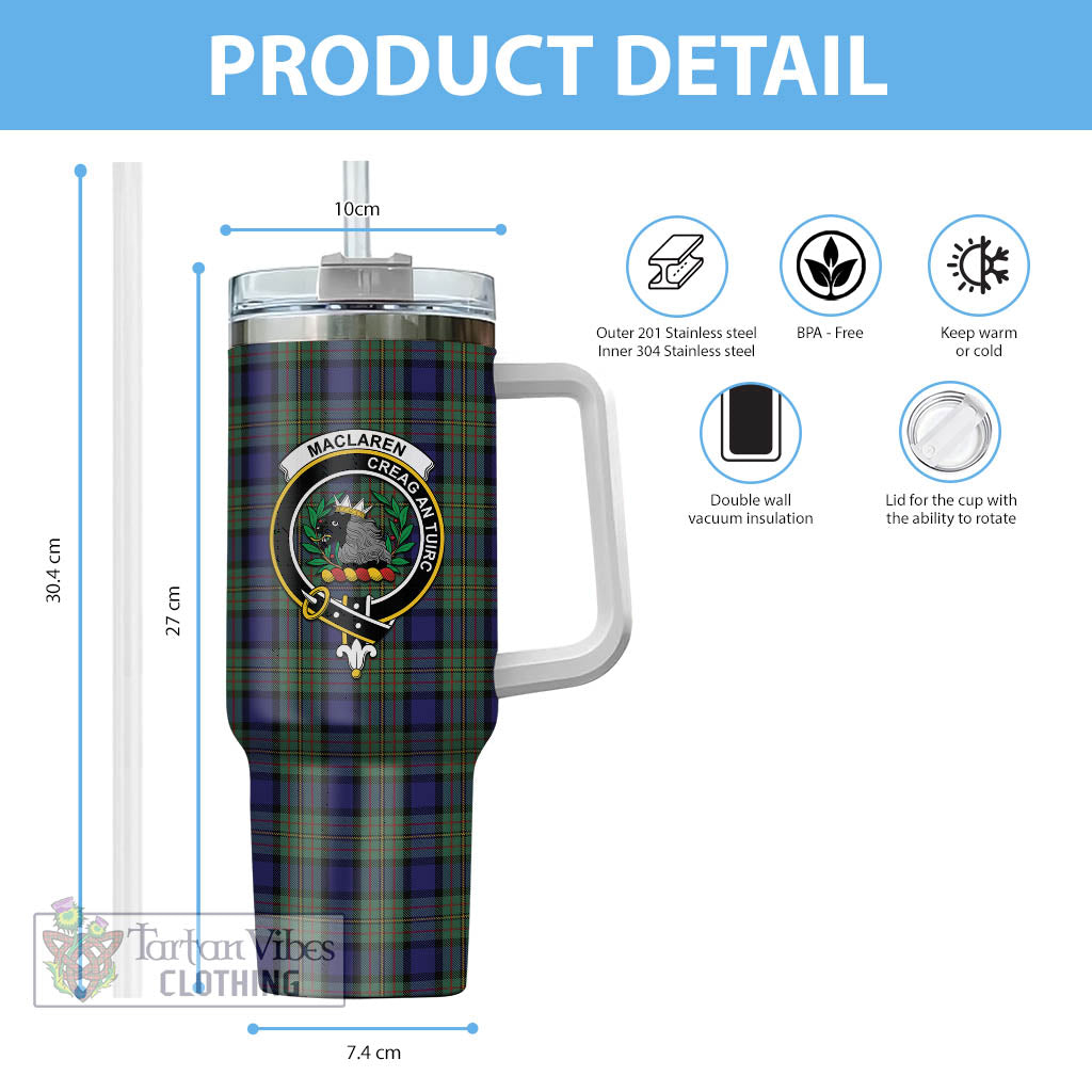 Tartan Vibes Clothing MacLaren Tartan and Family Crest Tumbler with Handle