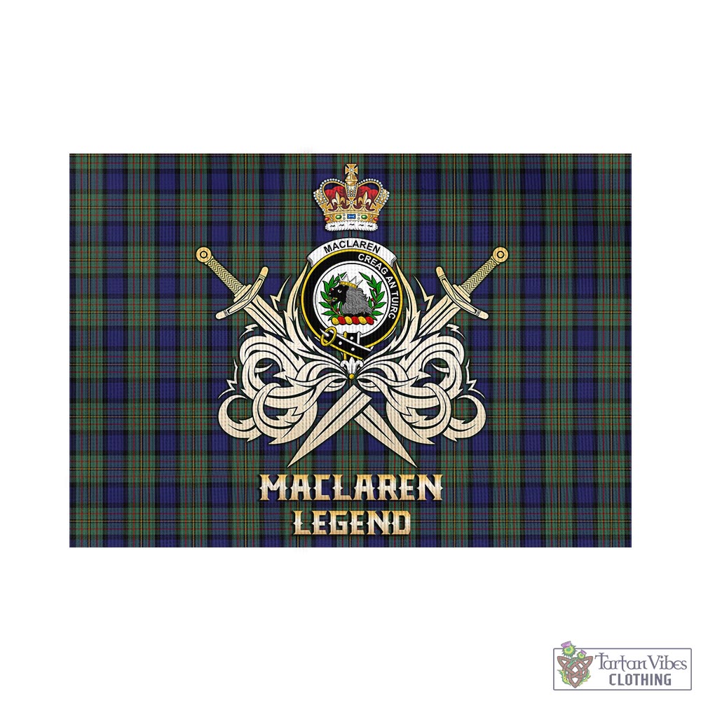 Tartan Vibes Clothing MacLaren Tartan Flag with Clan Crest and the Golden Sword of Courageous Legacy