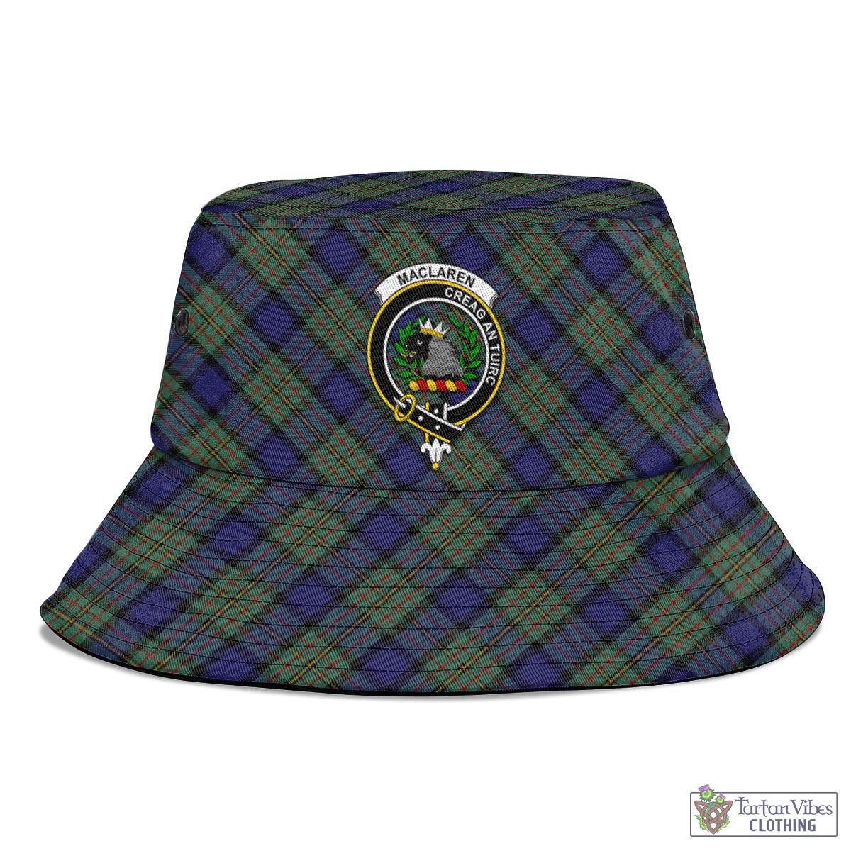 Tartan Vibes Clothing MacLaren Tartan Bucket Hat with Family Crest