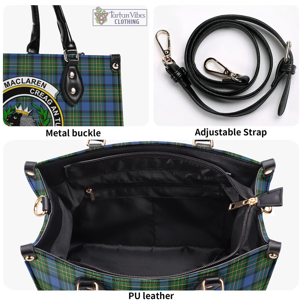 Tartan Vibes Clothing MacLaren Ancient Tartan Luxury Leather Handbags with Family Crest