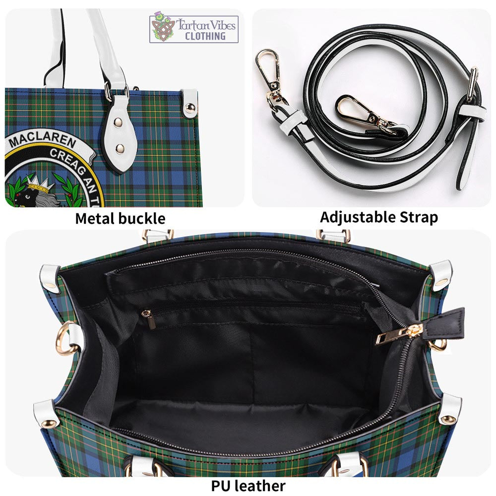 Tartan Vibes Clothing MacLaren Ancient Tartan Luxury Leather Handbags with Family Crest