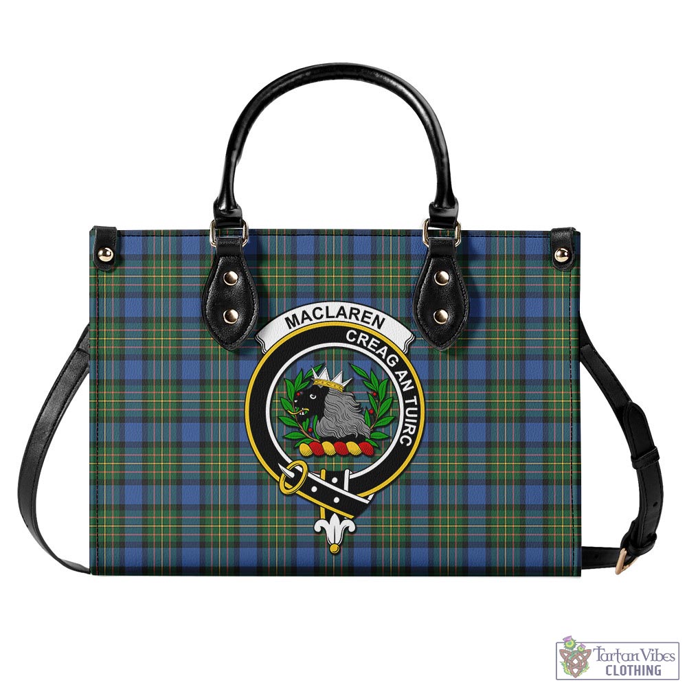 Tartan Vibes Clothing MacLaren Ancient Tartan Luxury Leather Handbags with Family Crest