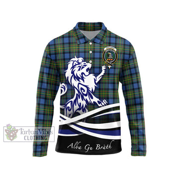 MacLaren Ancient Tartan Long Sleeve Polo Shirt with Alba Gu Brath Regal Lion Emblem