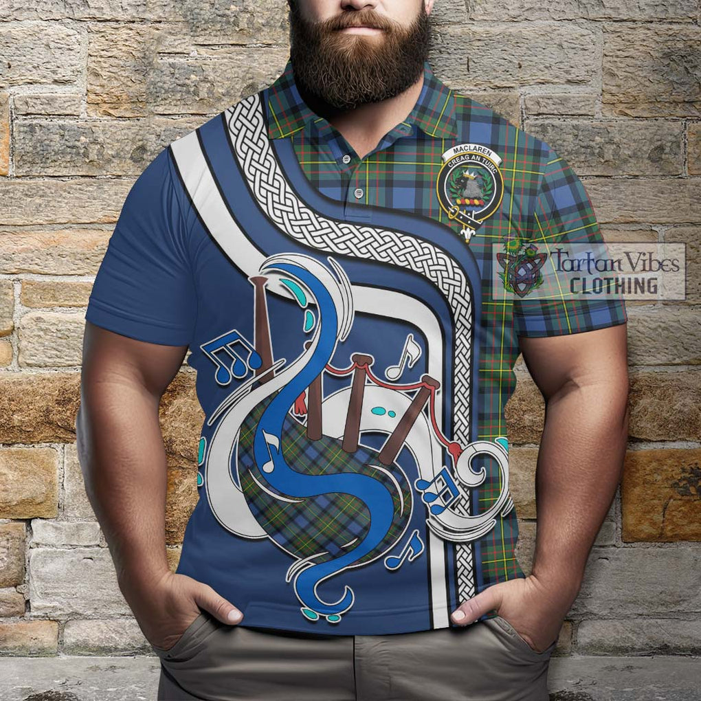 Tartan Vibes Clothing MacLaren Ancient Tartan Polo Shirt with Epic Bagpipe Style