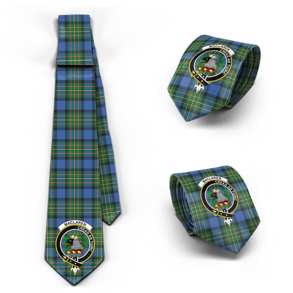 MacLaren Ancient Tartan Classic Necktie with Family Crest Necktie One Size - Tartan Vibes Clothing