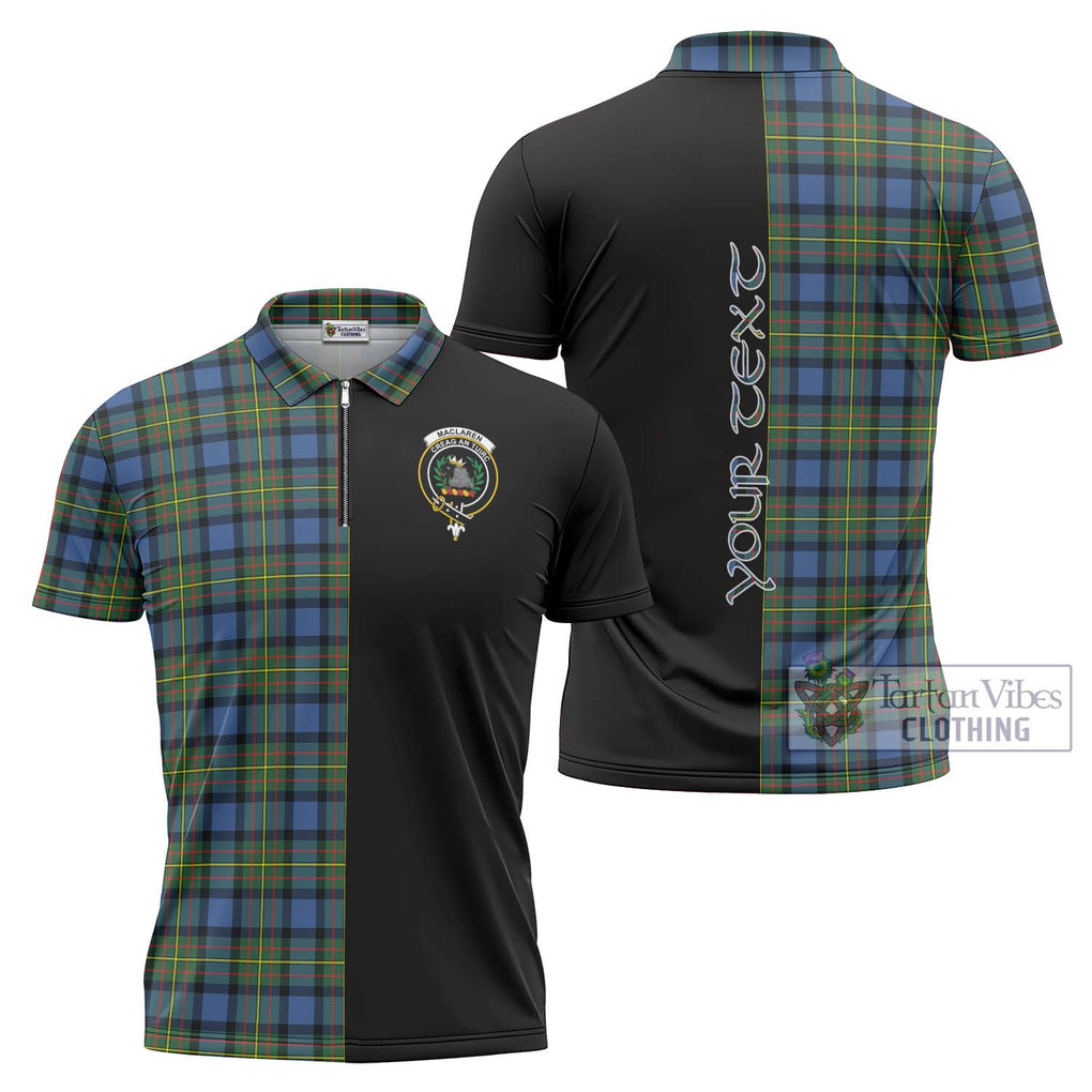 MacLaren Ancient Tartan Zipper Polo Shirt with Family Crest and Half Of Me Style Unisex - Tartanvibesclothing Shop