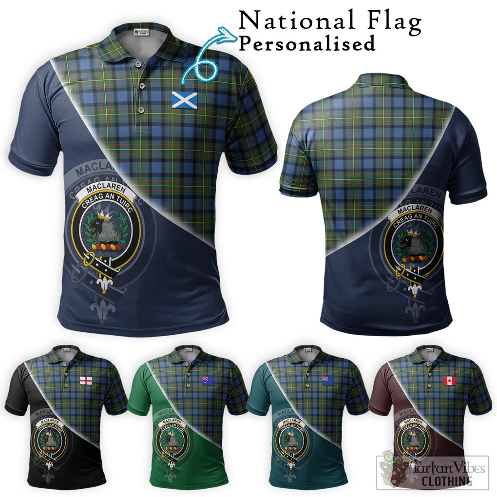 MacLaren Ancient Tartan Polo Shirt with Personalised National Flag and Family Crest Half Style Maroon - Tartanvibesclothing Shop