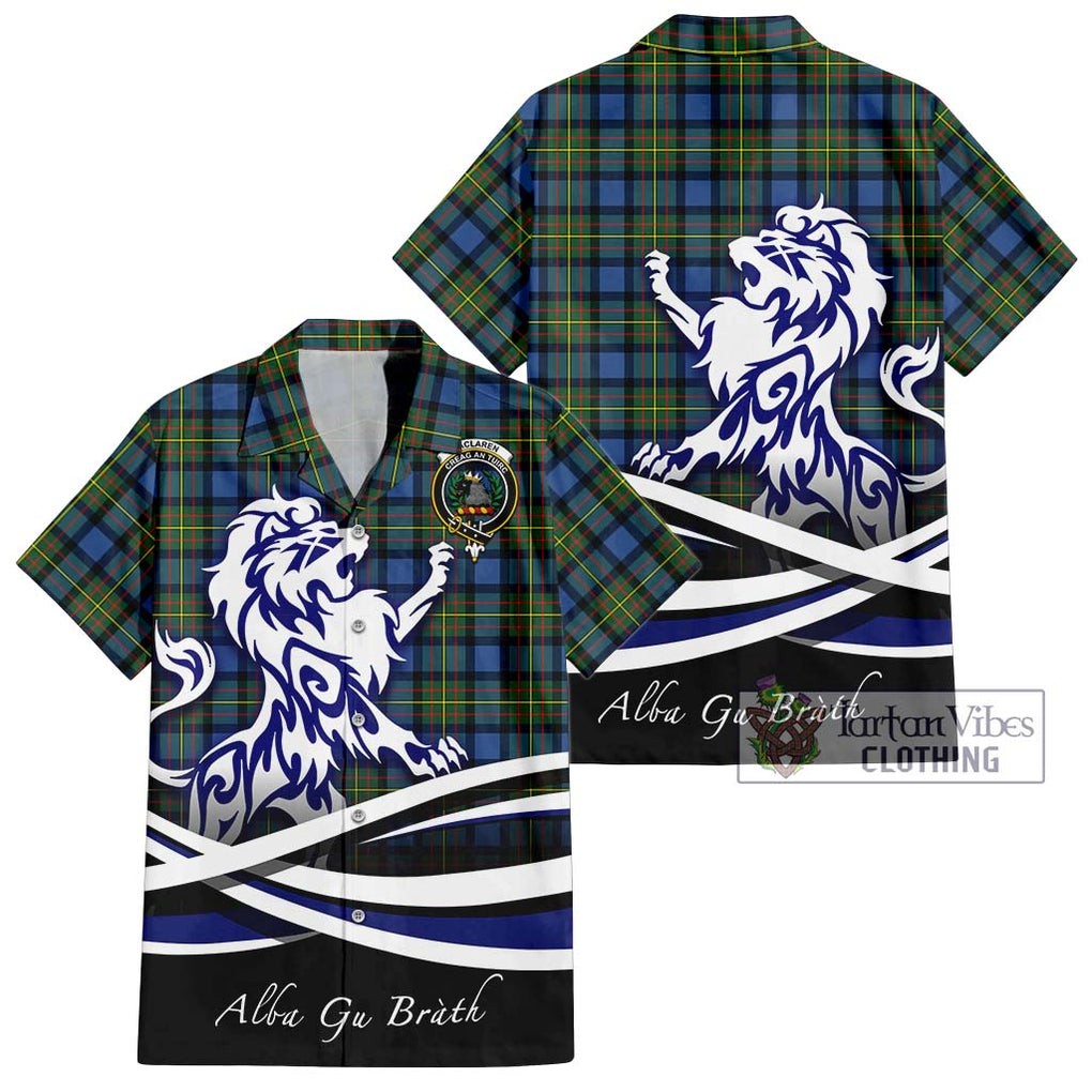 MacLaren Ancient Tartan Short Sleeve Button Shirt with Alba Gu Brath Regal Lion Emblem Kid - Tartanvibesclothing Shop