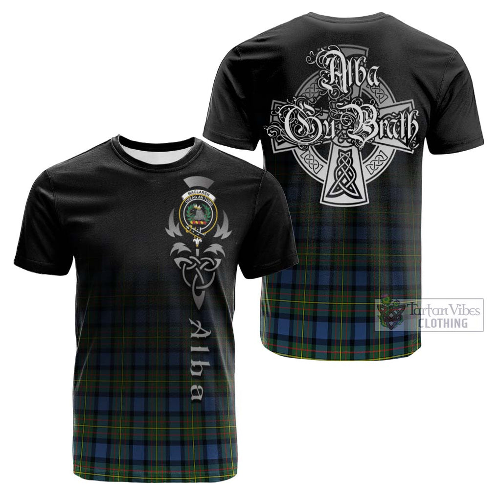 Tartan Vibes Clothing MacLaren Ancient Tartan Cotton T-shirt Featuring Alba Gu Brath Family Crest Celtic Inspired